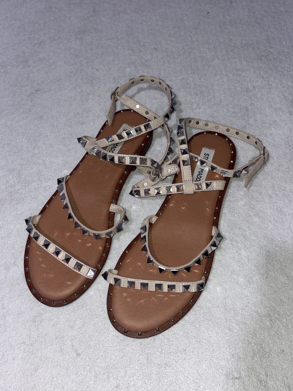 Steve Madden Cream Studded Gladiator Sandals